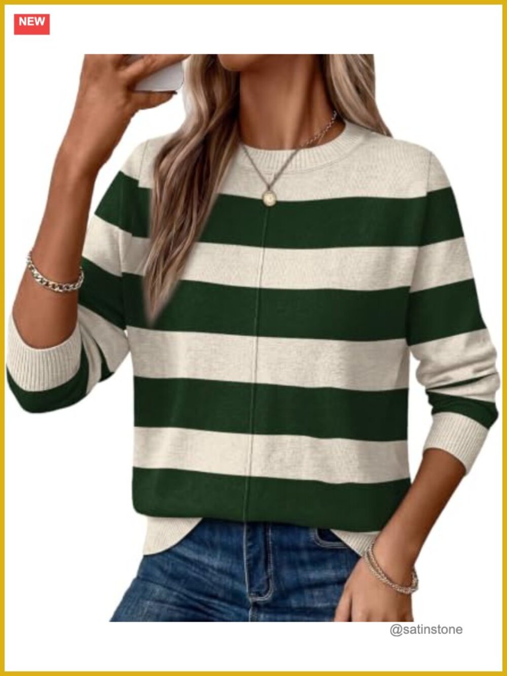 Women's Crew Neck Sweater Pullover Cozy Long Sleeve Knit